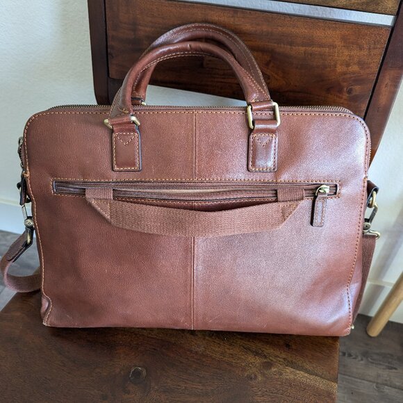 Banuce Full Grain Leather Briefcase Work Bag in Brown - Picture 11 of 16